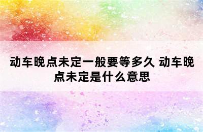 动车晚点未定一般要等多久 动车晚点未定是什么意思